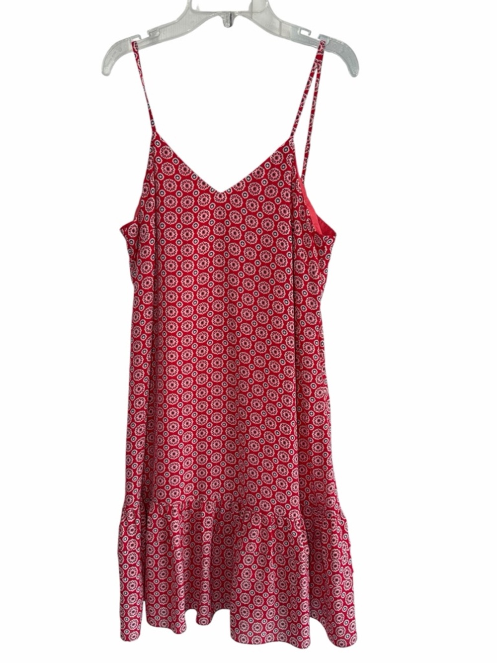 J. Crew Red Printed Ruffle Hem Summer Sundress Size 8 - Picture 5 of 13